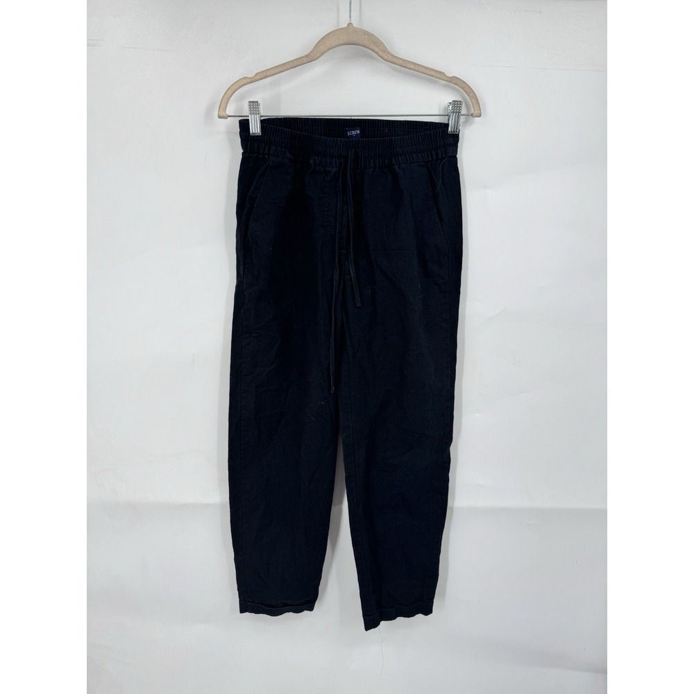 J. Crew Black Cotton Linen Blend Pull On Pants‎ Women XS Minimalist Casual Beach